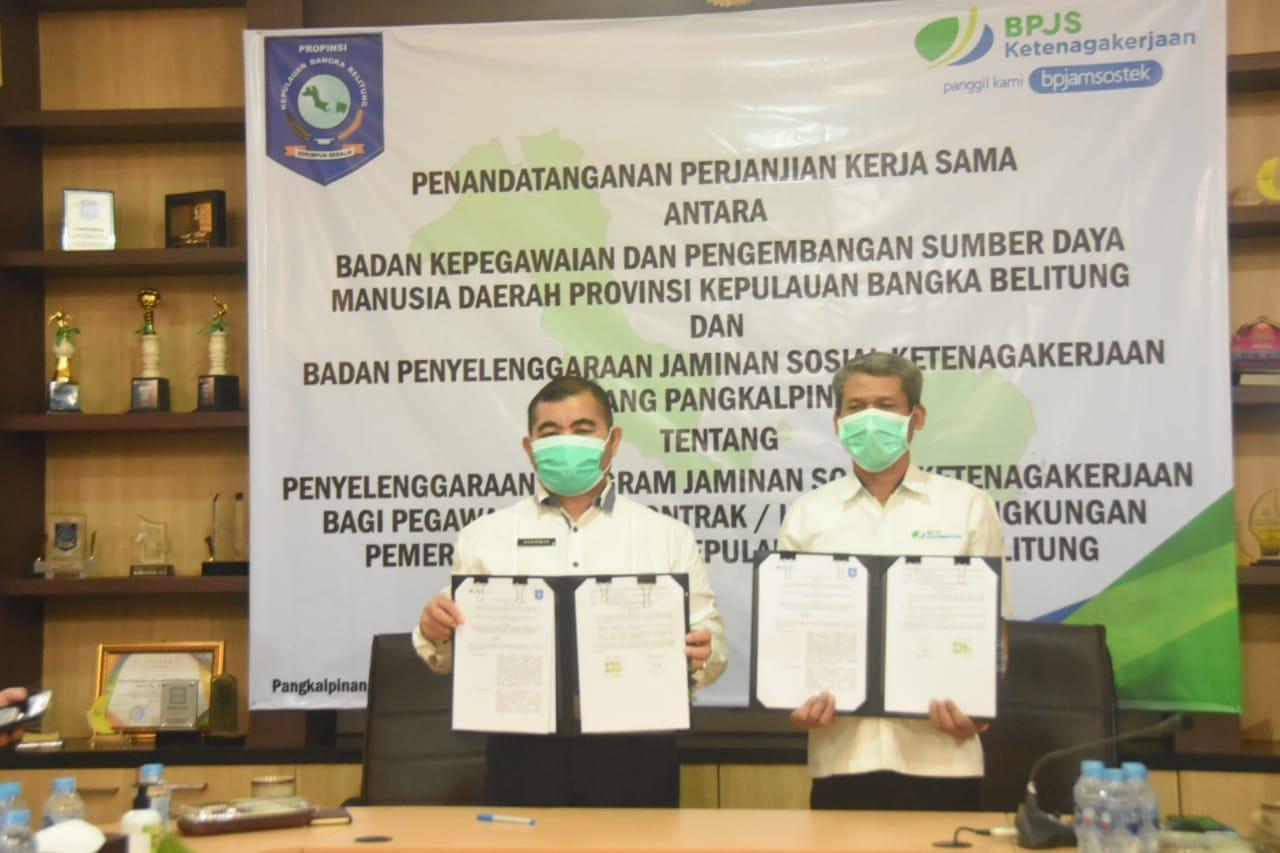 BKPSDMD Babel dan BPJS Ketenagakerjaan Tandatangani PKS Jamsostek Honorer